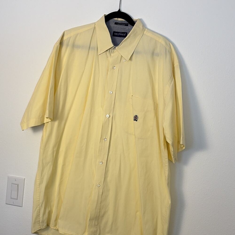 Siegfried Men’s Big & Tall 3XL Yellow Solid Cotton Pockets Button-Up Shirt